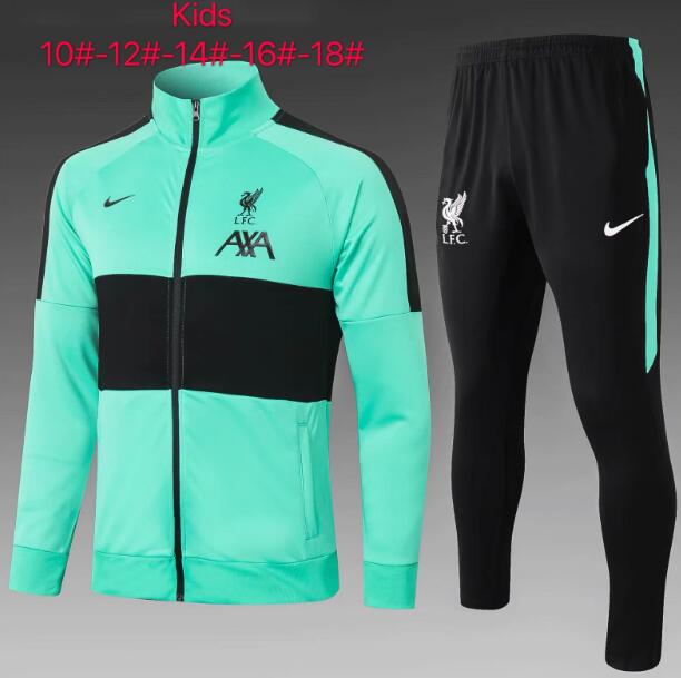 Kids Liverpool Green Jacket and Pants Training Kits 2020/21